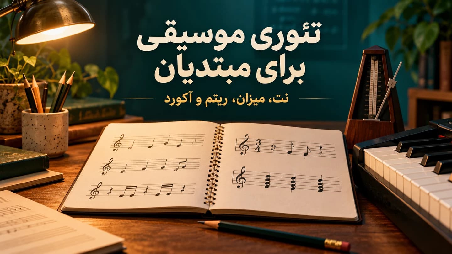 دفتر نت، مترونوم و بخشی از کلاویه‌های پیانو برای آموزش تئوری موسیقی